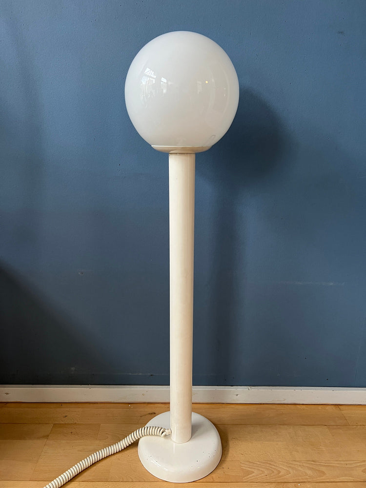 Space Age Woja Holland Floor Lamp with Glass Shade | Vintage 60s Lighting | White Retro Light