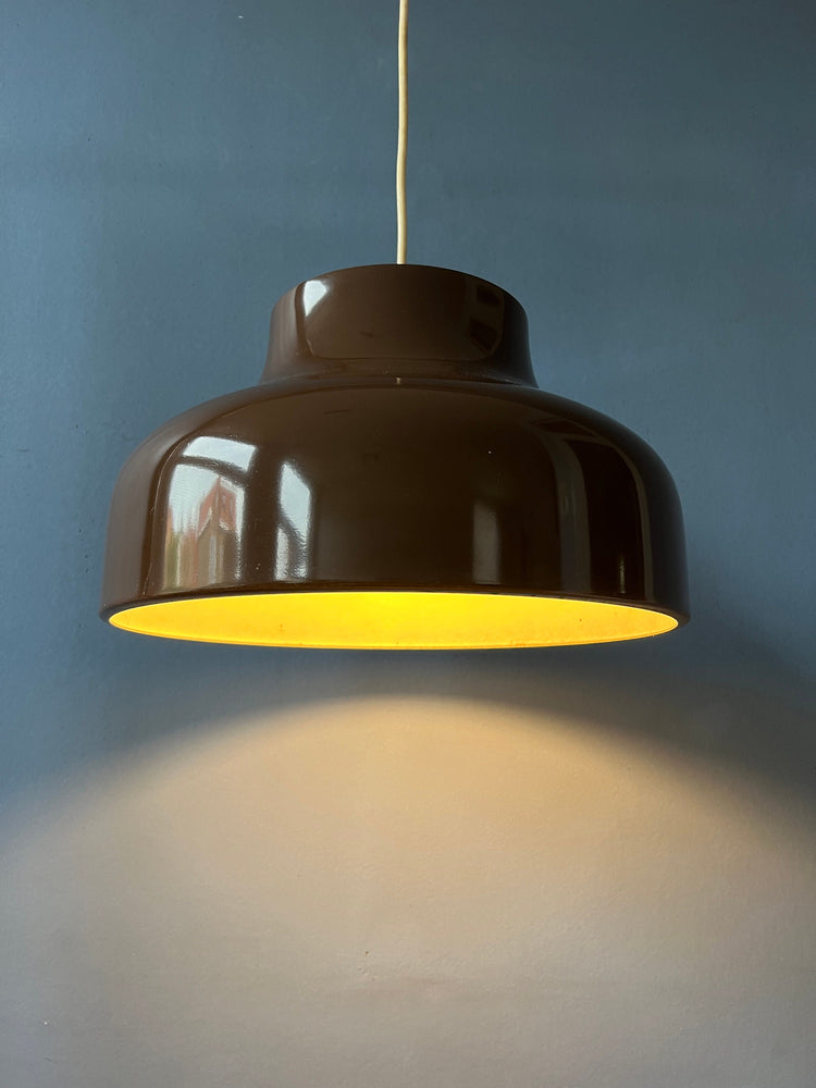 Vintage Mid Century Metal Pendant Light in Brown