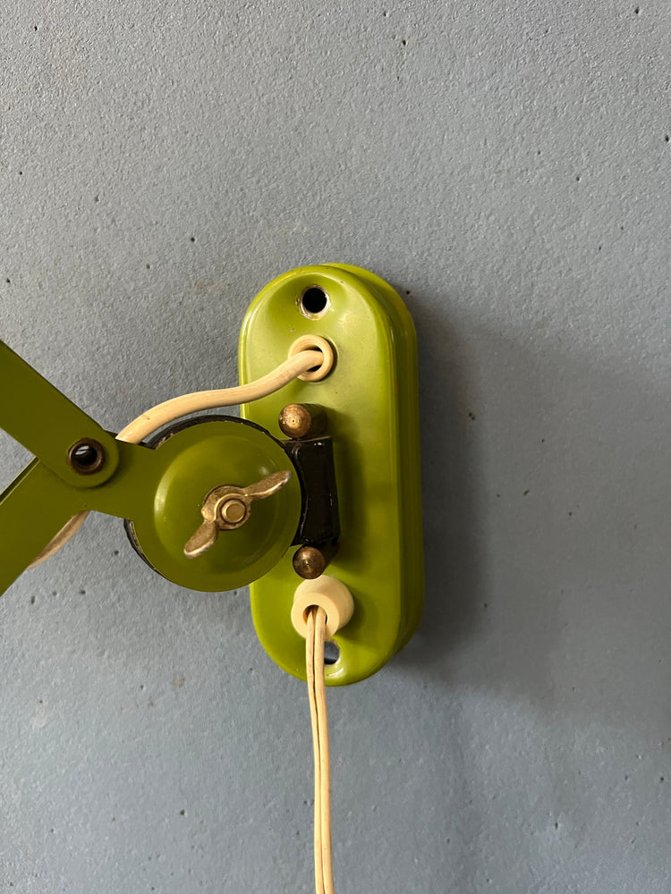 Green Space Age Scissor Wall Lamp / Mid Century Modern Light / 70s Vintage Lighting