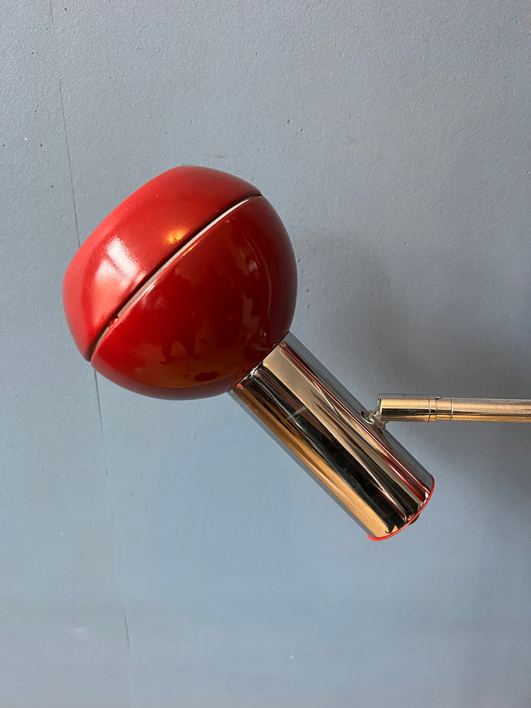 Vintage Wilko Eyeball Floor Lamp in Bordeaux Red | Space Age Lamp