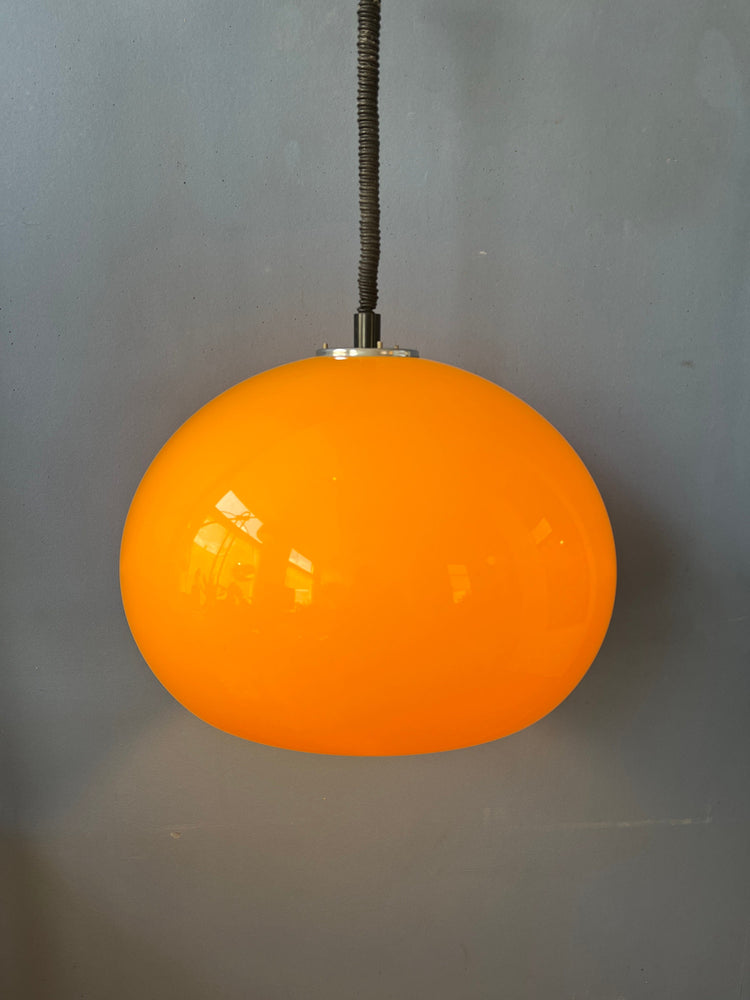Large Yellow Harvey Guzzini Pendant Light / Space Age Lamp / Mid Century Modern Lighting