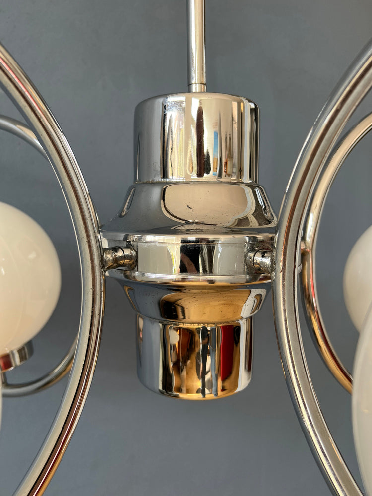 Vintage Sputnik Space Age Chandelier Pendant Lamp | Mid Century 70s Chrome Light Fixture