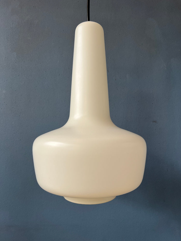 Fog & Mørup White Kreta Pendant Lamp / Holmegaard Mid Century Glass Light Fixture