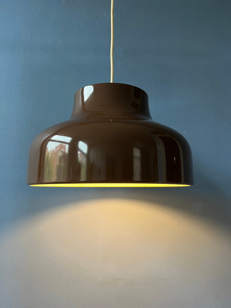 Vintage Mid Century Metal Pendant Light in Brown
