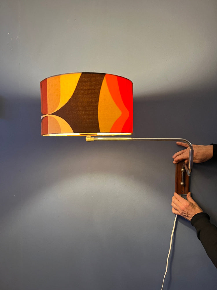 Space Age Swing-Arm Wall Lamp with Orange Flower Shade