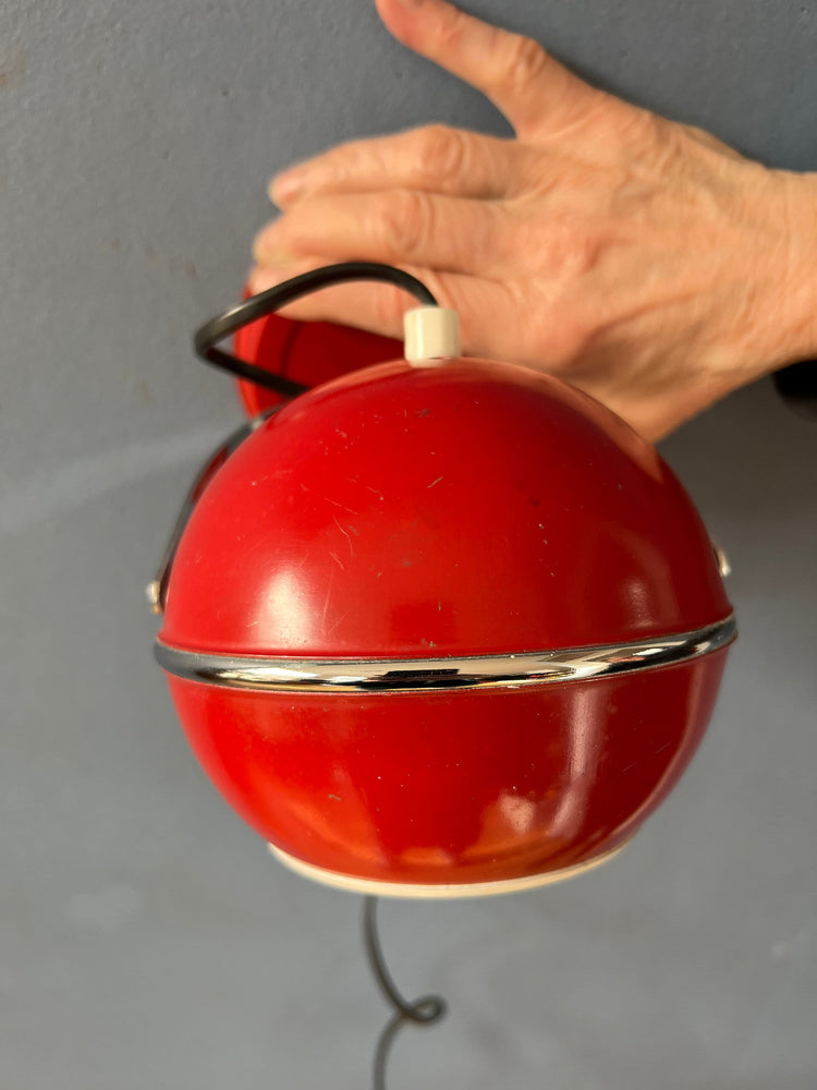 Red Mid Century Space Age Eyeball Wall Lamp