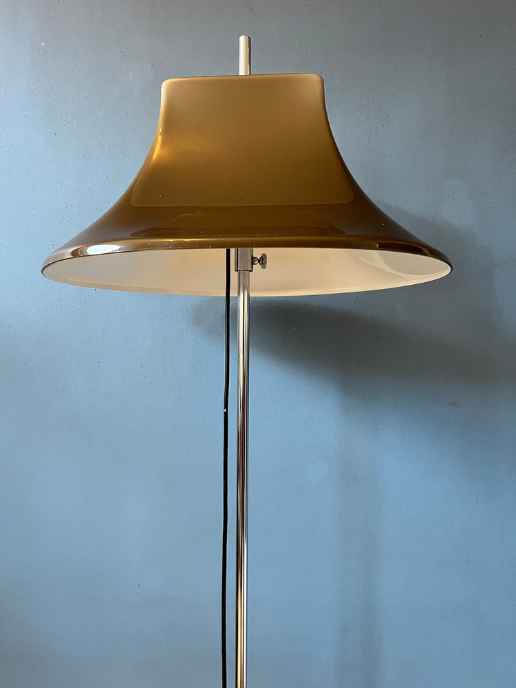 Willem Hagoort Space Age Floor Lamp with Beige Witch Hat Shade