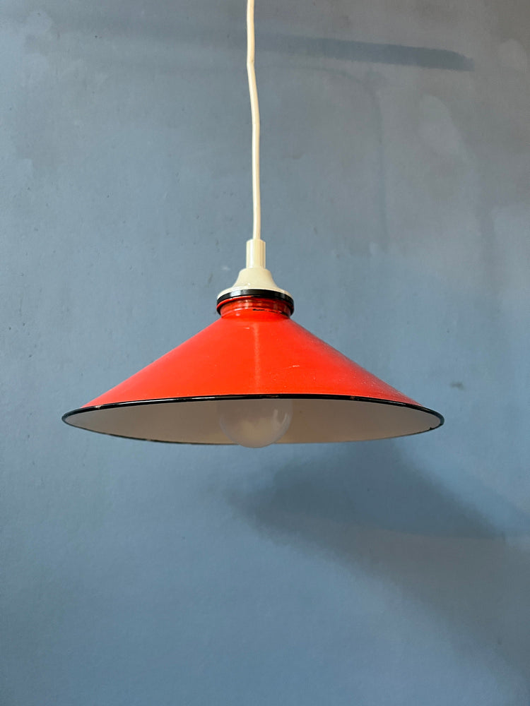 Small Vintage Red Metal Hanging Lamp