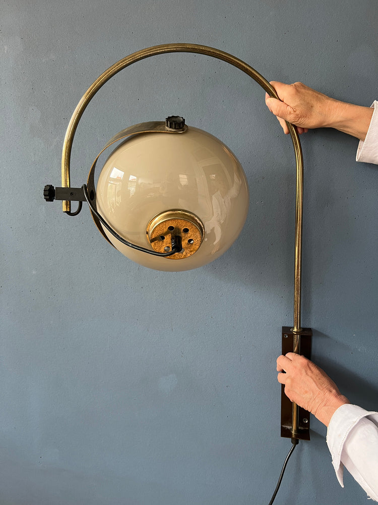 Mid Century Dijkstra Arc Wall Light | Space Age Mushroom Lamp | Vintage 70s Sconce