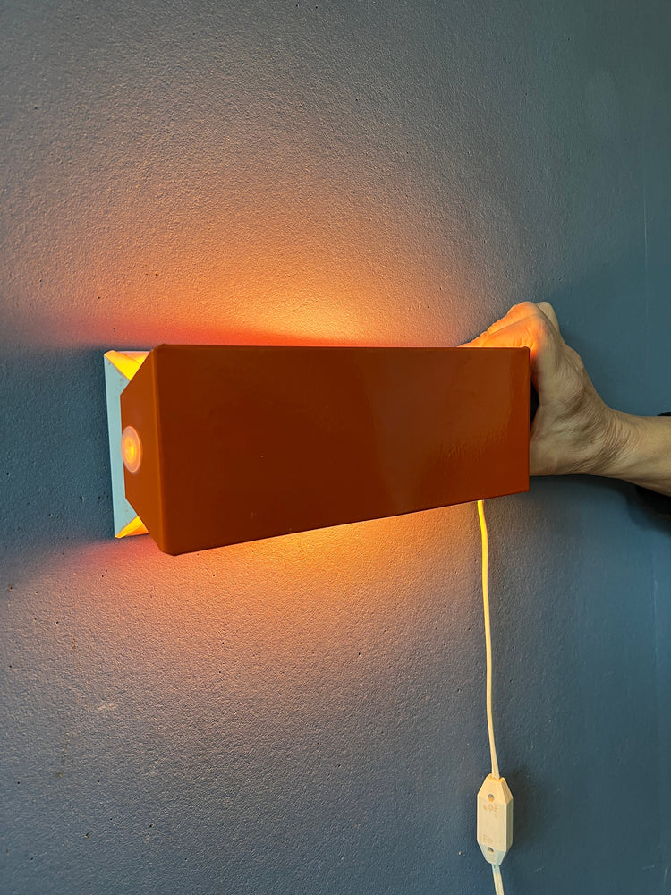 Small Mid Century Red/Orange Wall Lamp by Anvia / Bedside Light