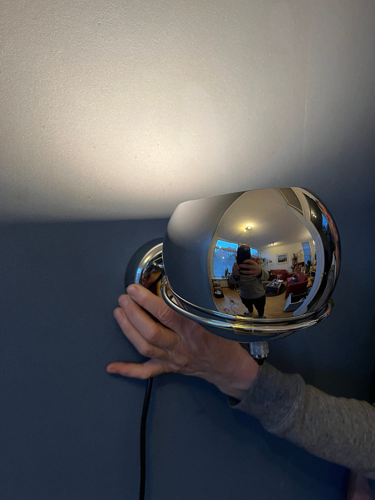 Vintage Chrome GEPO Eyeball Wall Lamp | Space Age Lamp