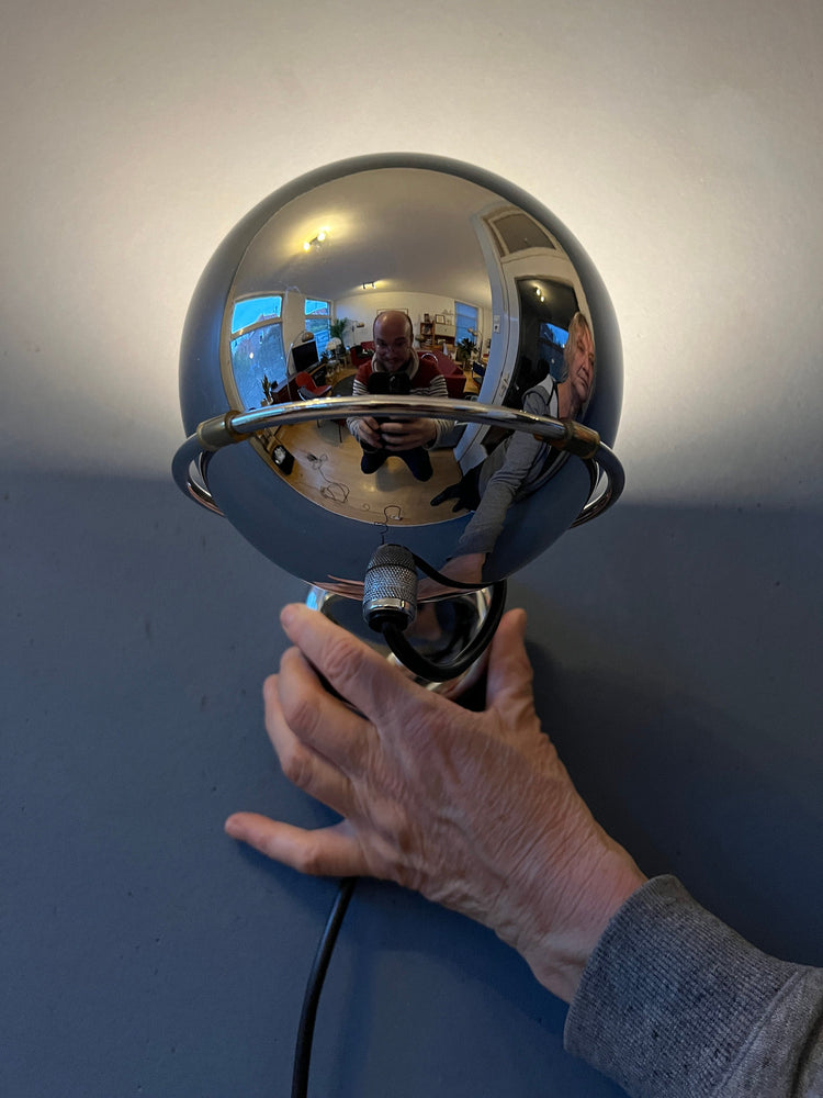 Vintage Chrome GEPO Eyeball Wall Lamp | Space Age Lamp