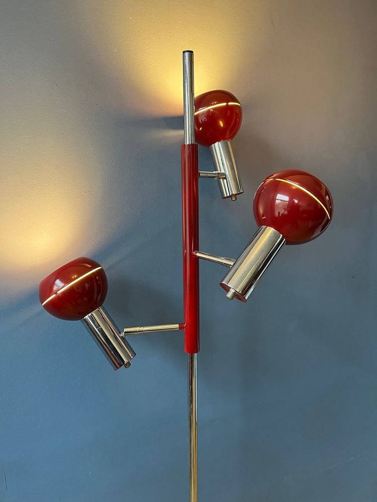 Vintage Wilko Eyeball Floor Lamp in Bordeaux Red | Space Age Lamp