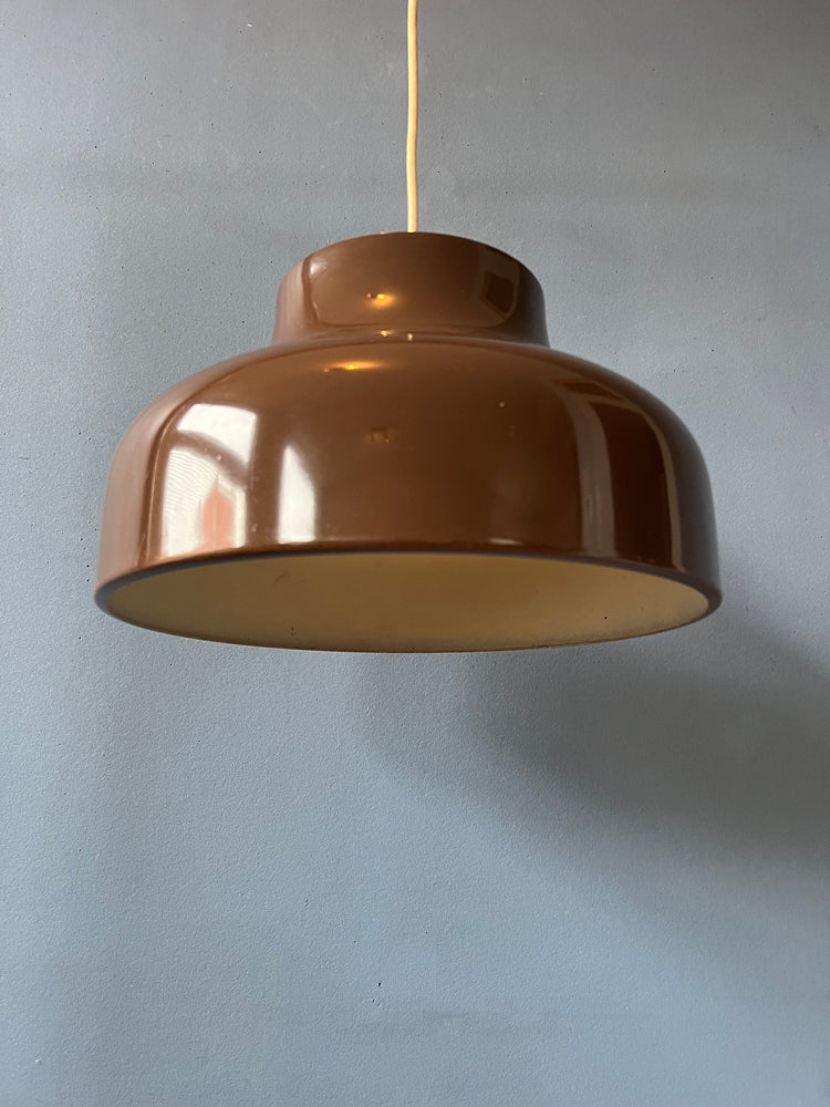 Vintage Mid Century Metal Pendant Light in Brown
