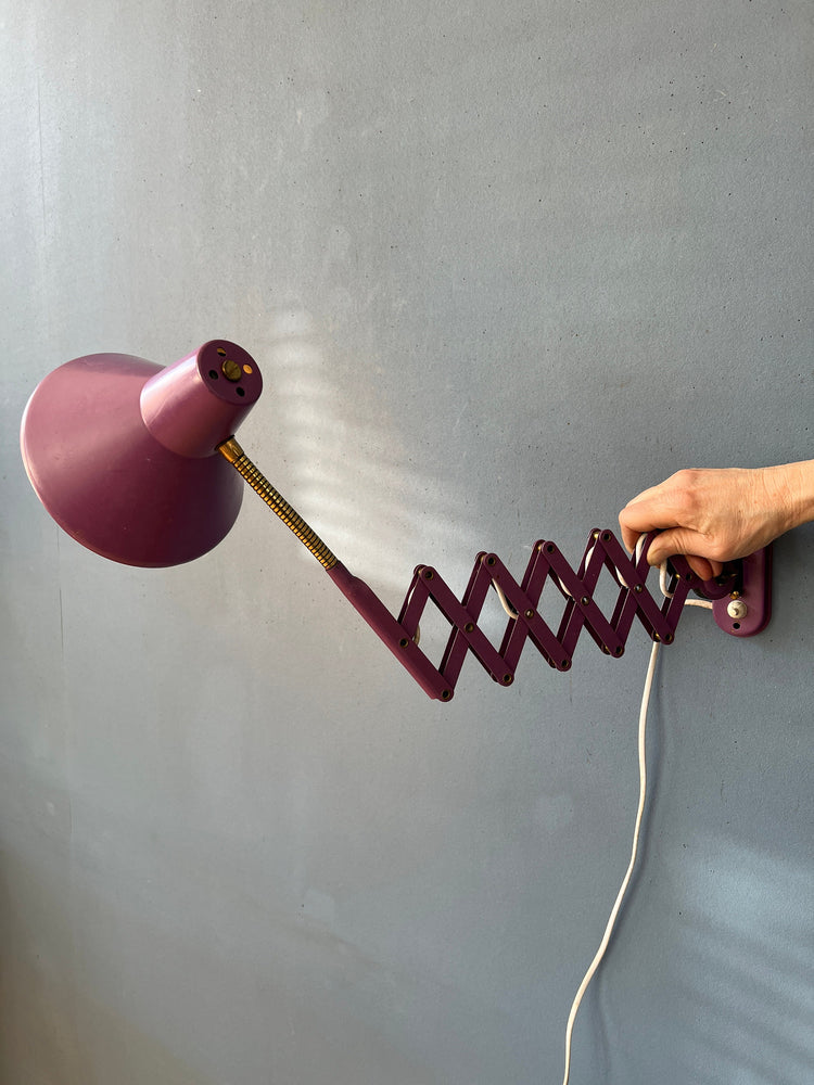Purple Vintage Space Age Scissor Wall Lamp
