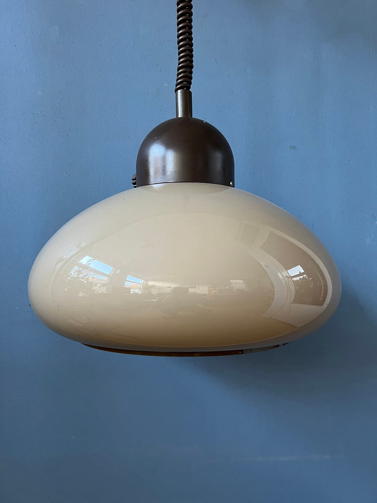 Space Age Mushroom Pendant Light by Dijkstra - Beige Mid Century Light Fixture