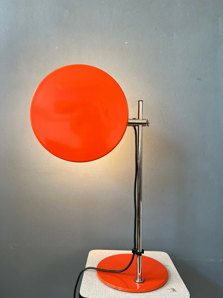 Orange Anvia Flexible Table Lamp | Space Age Desk Lamp | 70s Mid Century Red Light