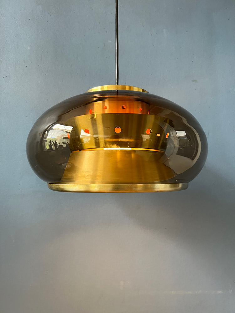 Vintage Pendant Lamp | Doria Leuchten Space Age Lamp | 70s Glass Light