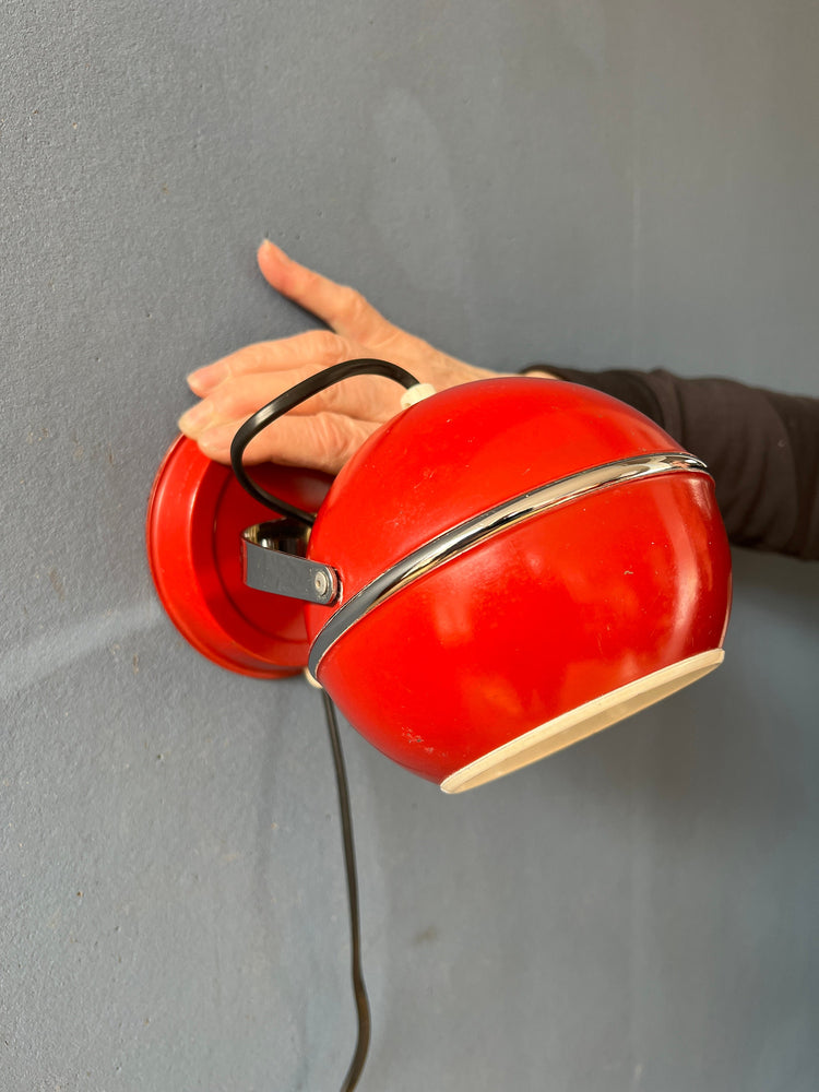 Red Mid Century Space Age Eyeball Wall Lamp