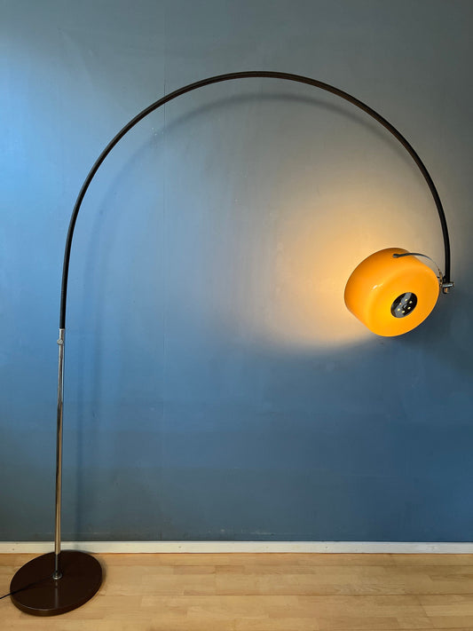 Vintage GEPO Arc Space Age Floor Lamp with Beige 'Bucket' Shade