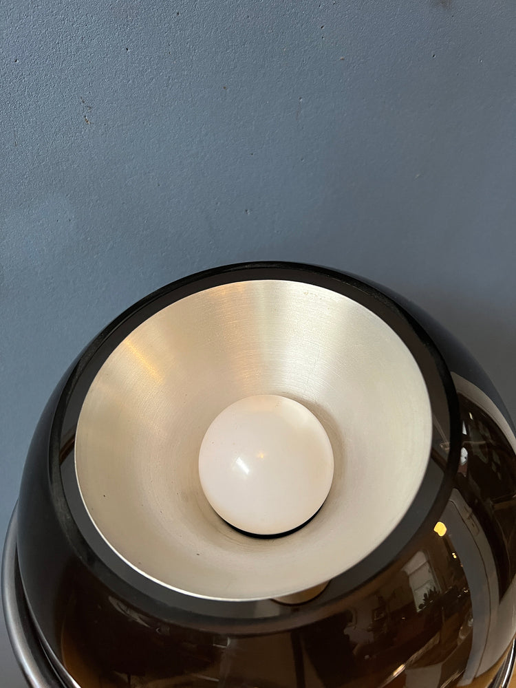 Mid Century Raak Globe Eyeball Table Lamp by Frank Ligtelijn / Space Age Desk Lamp with Glass Shade