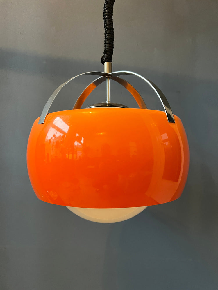 Vintage Orange Tronconi Pendant Lamp / Space Age Light Fixture