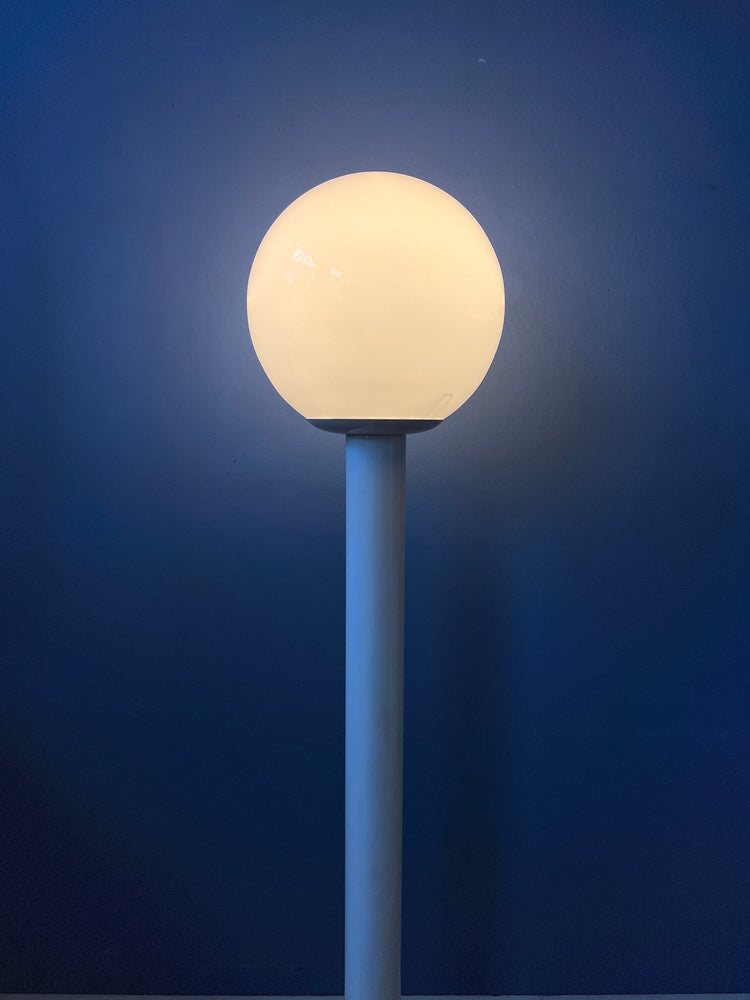 Space Age Woja Holland Floor Lamp with Glass Shade | Vintage 60s Lighting | White Retro Light
