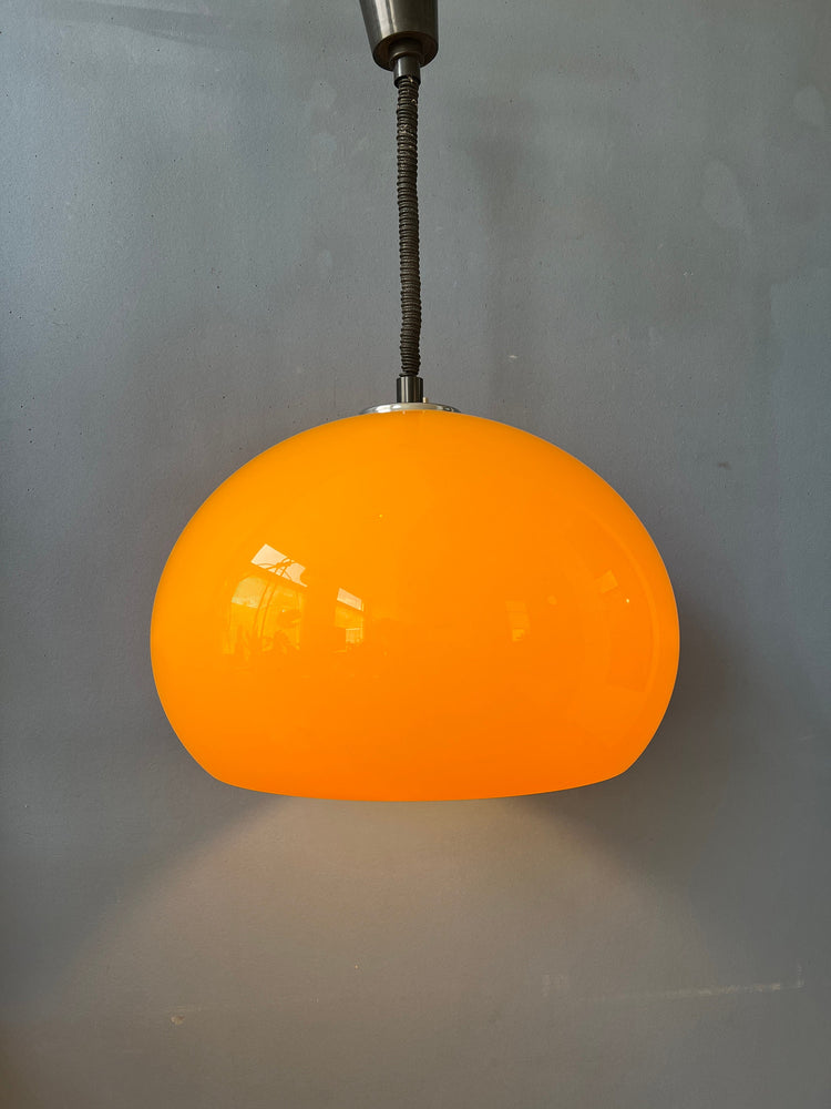 Large Yellow Harvey Guzzini Pendant Light / Space Age Lamp / Mid Century Modern Lighting