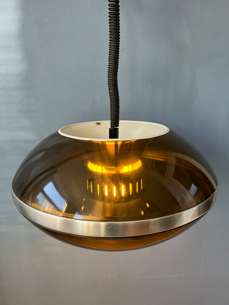 Dijkstra Space Age Pendant Light - Bronze Vintage Light Fixture - Acrylic Glass Shade