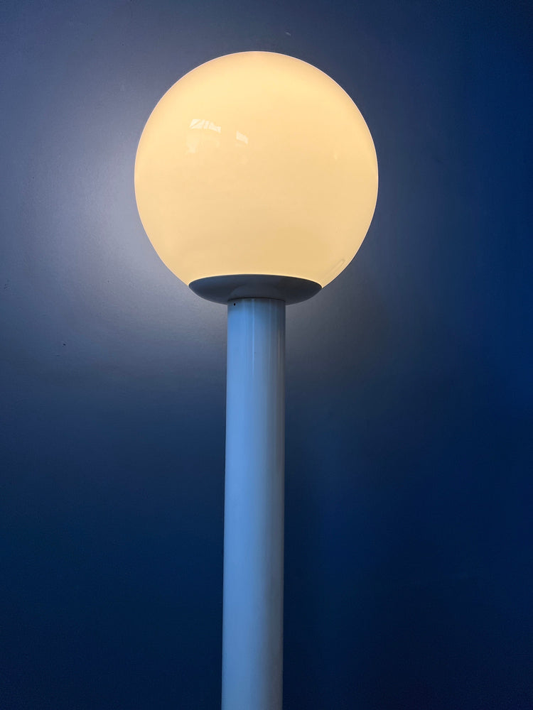 Space Age Woja Holland Floor Lamp with Glass Shade | Vintage 60s Lighting | White Retro Light