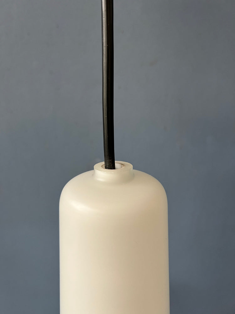 Fog & Mørup White Kreta Pendant Lamp / Holmegaard Mid Century Glass Light Fixture