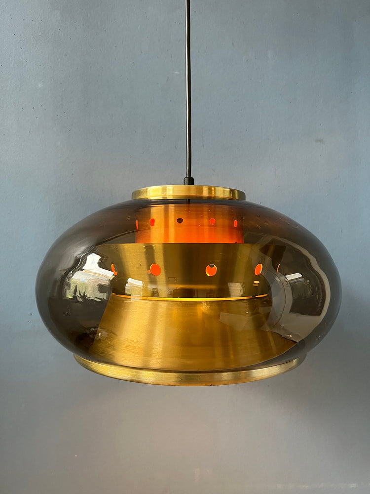 Vintage Pendant Lamp | Doria Leuchten Space Age Lamp | 70s Glass Light