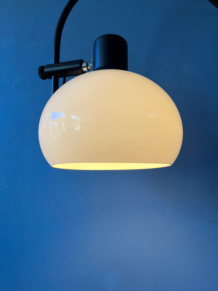 Vintage Space Age Herda Mushroom Arc Wall Lamp | Black and White Mid Century Modern Light