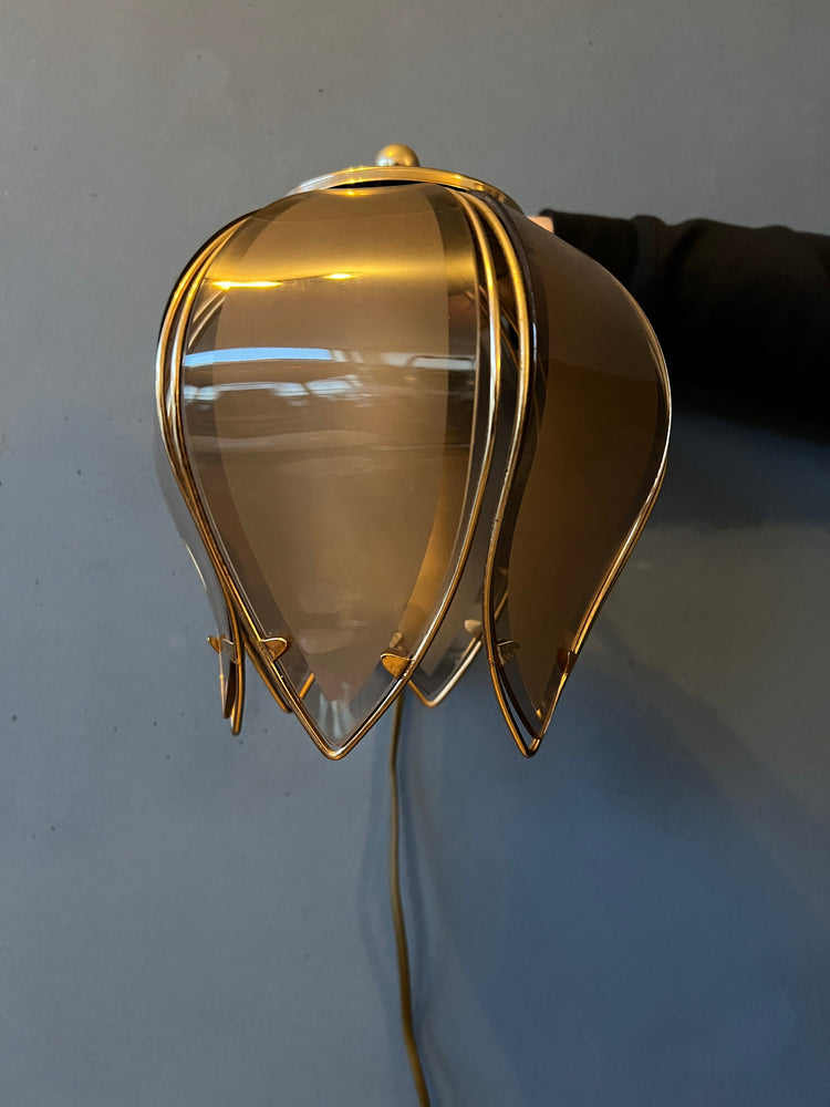 Vintage Hollywood Regency Golden Flower Wall Lamp