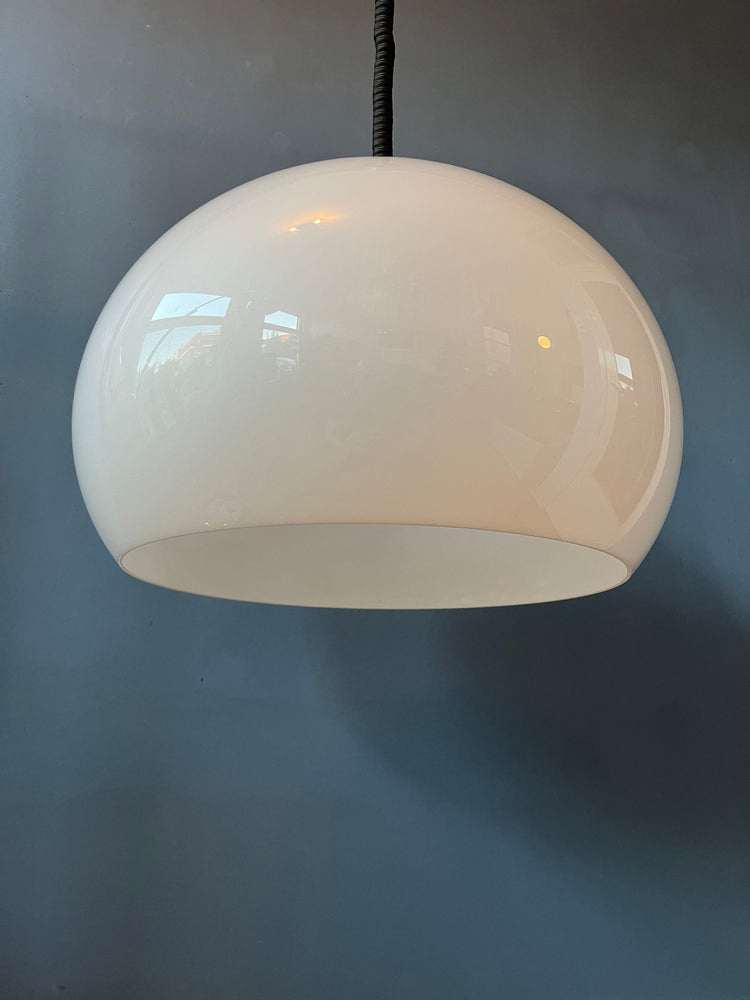 Vintage White Guzzini Jolly Pendant Light / Space Age Lamp / Mid Century Modern Lighting