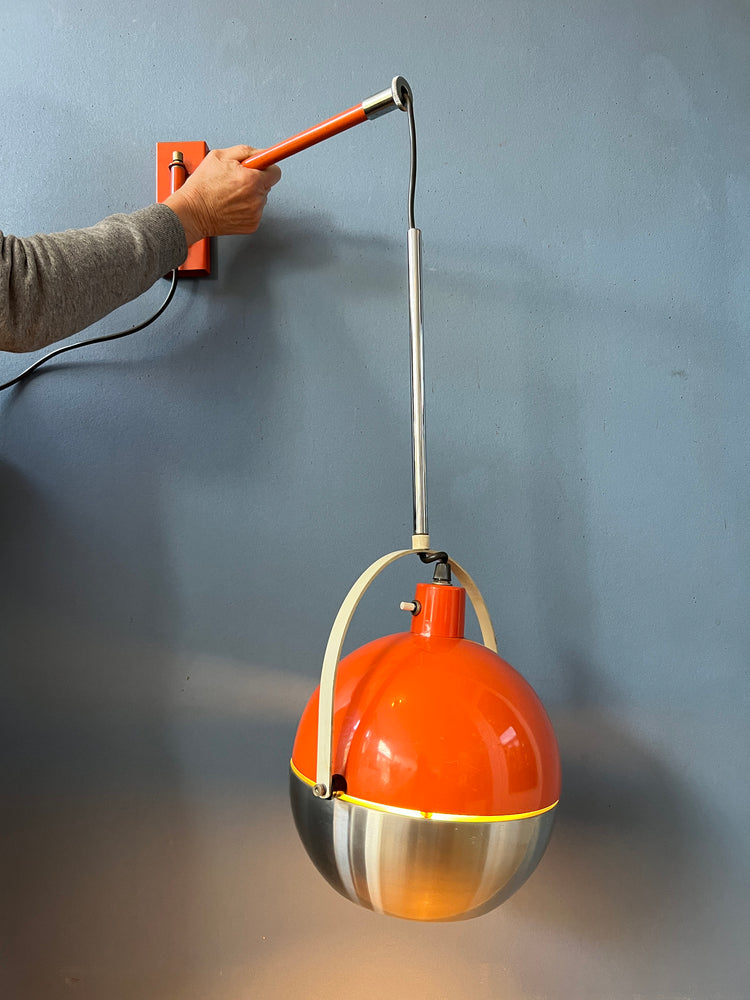 Orange Mid Century Eyeball Wall Lamp / Fishing Rod Light