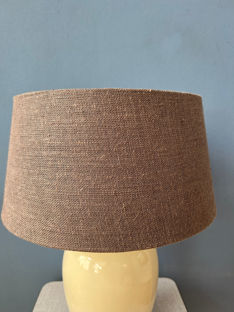French Bohemian Terracota Table Lamp with Gray/Brown Riviera Maison Shade