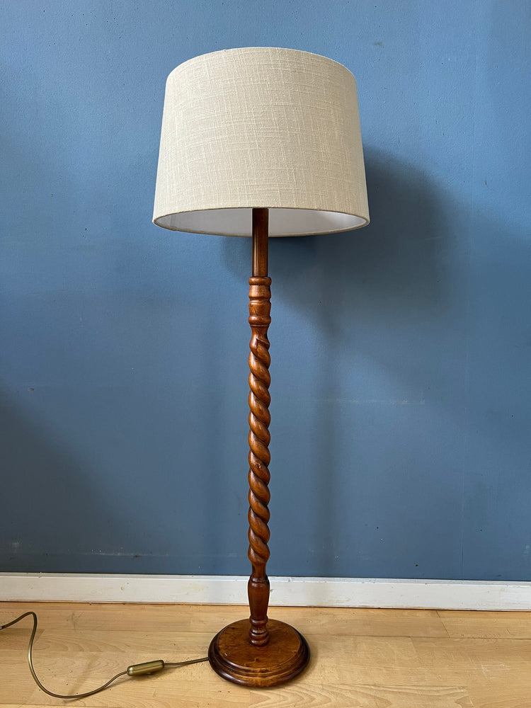 Vintage Hand Carved Wooden Floor Lamp / Mid Century Lamp / Teak Lamp