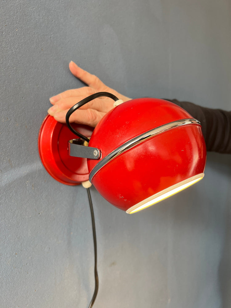 Red Mid Century Space Age Eyeball Wall Lamp