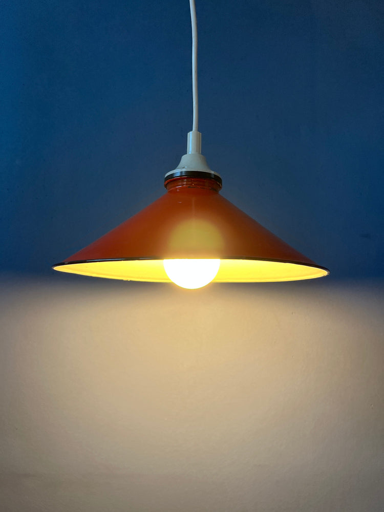 Small Vintage Red Metal Hanging Lamp