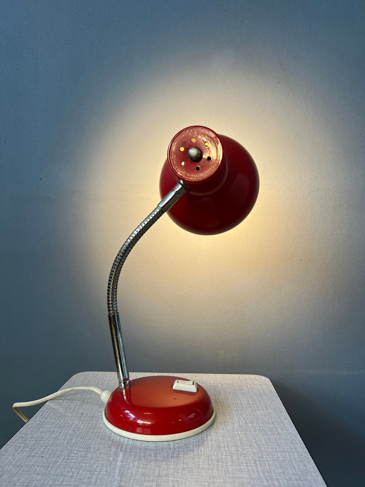 Vintage Flexible Red Spage Age Table Lamp