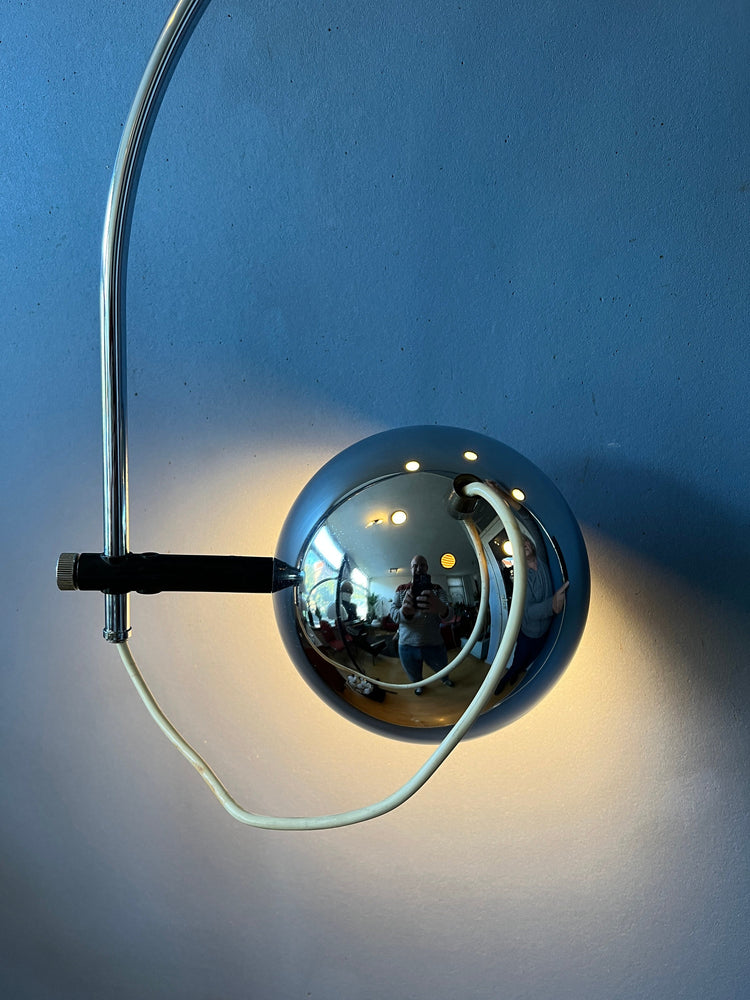 Mid Century Herda Eyeball Wall Lamp in Chrome | Space Age Lamp