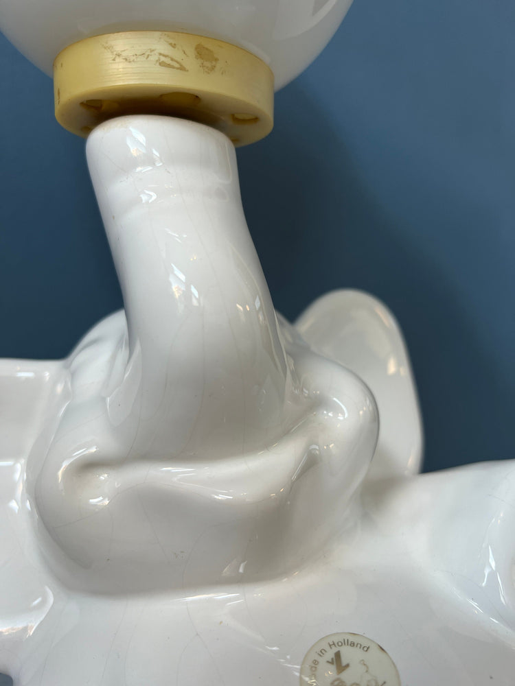 Vintage Elephant Lamp / Porcelain Light / Animal Glass Table Lamp