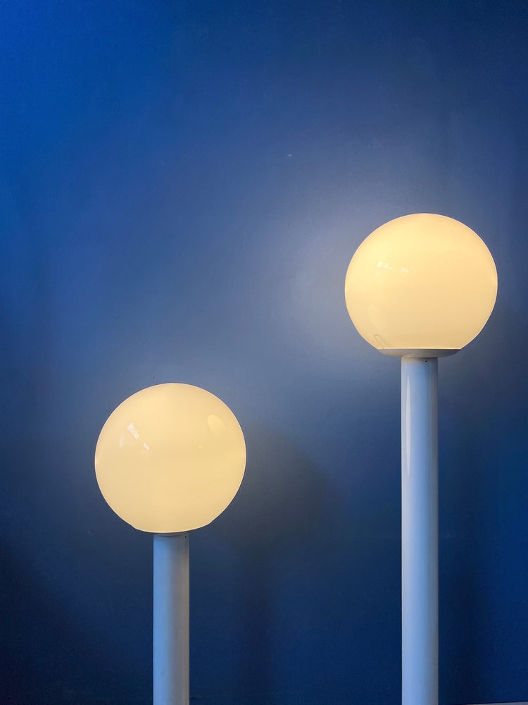 Space Age Woja Holland Floor Lamp with Glass Shade | Vintage 60s Lighting | White Retro Light