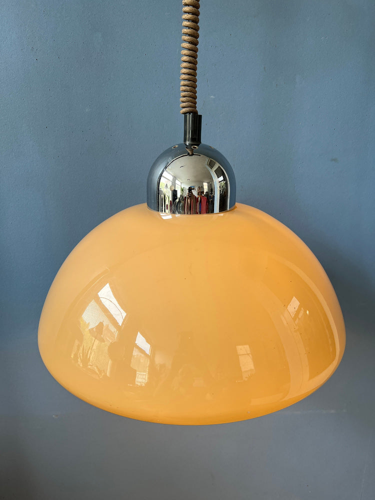 Space Age Dijkstra Pendant Light / Beige Vintage Lamp / Mid Century Ceiling Lighting