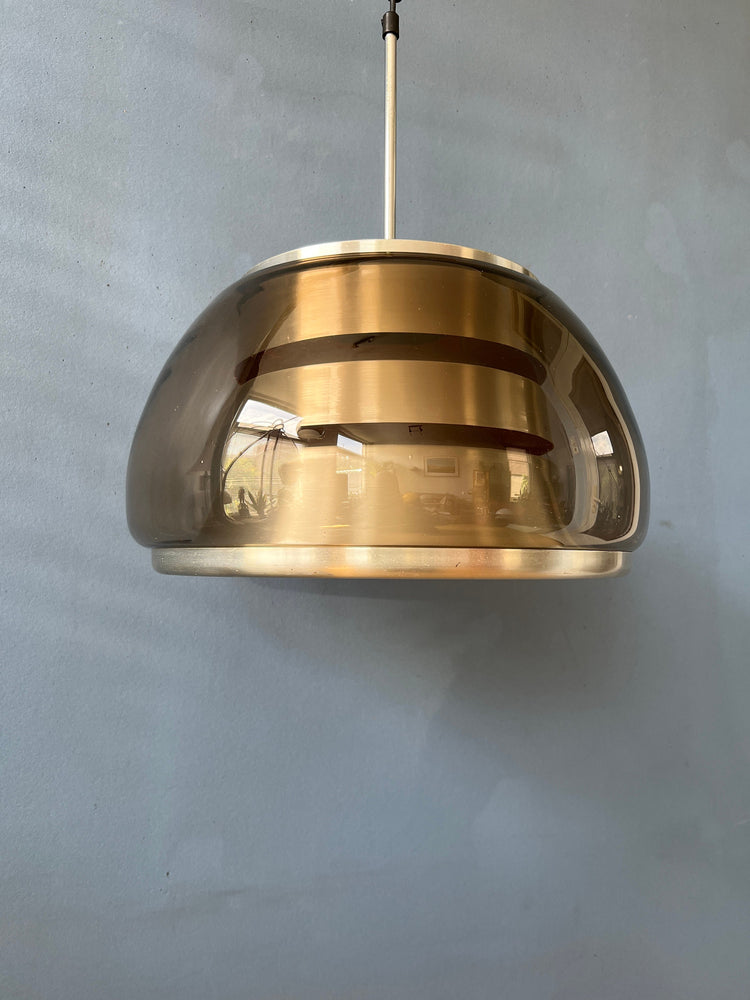 Mid century Smoked Glass Space Age Pendant / Space Age Lamp / Vintage 70s Lighting