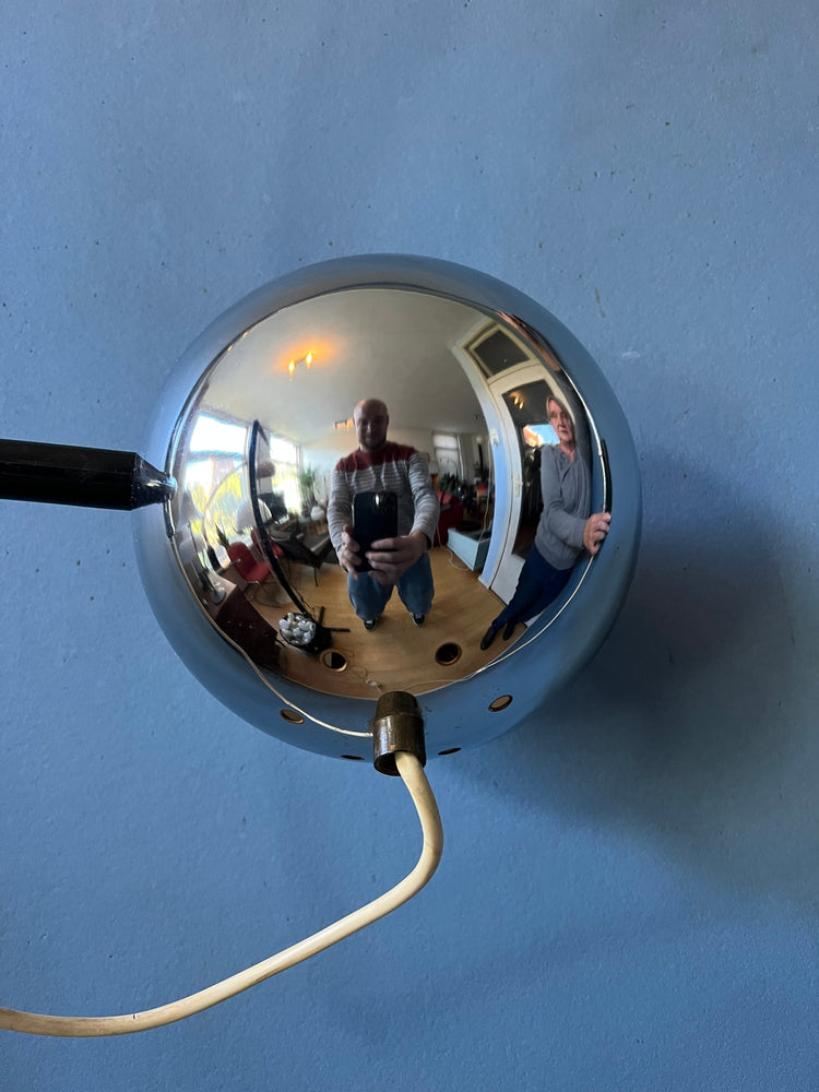 Mid Century Herda Eyeball Wall Lamp in Chrome | Space Age Lamp