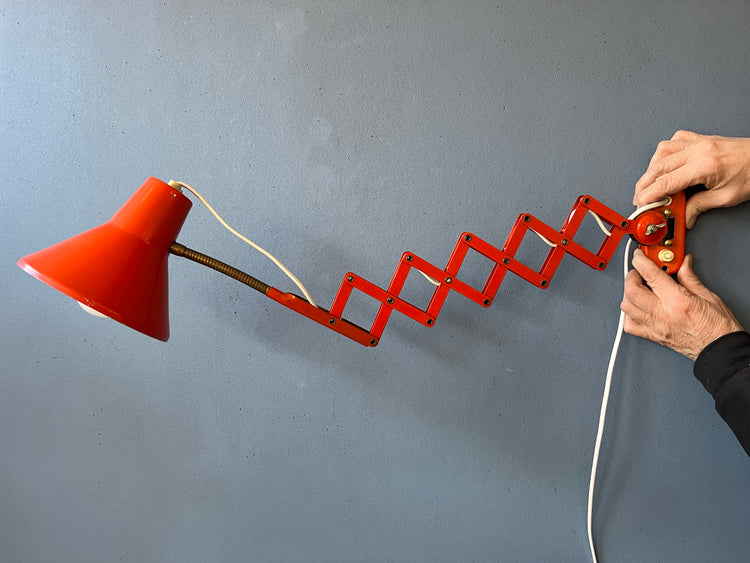 Mid Century Red Vintage Scissor Wall Lamp