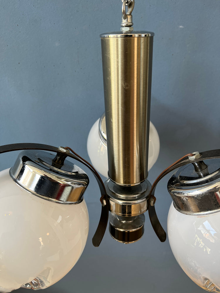 Mazzega Murano Chandelier / Space Age Glass Pendant Light / Mid Century 70s Vintage Ceiling Lamp