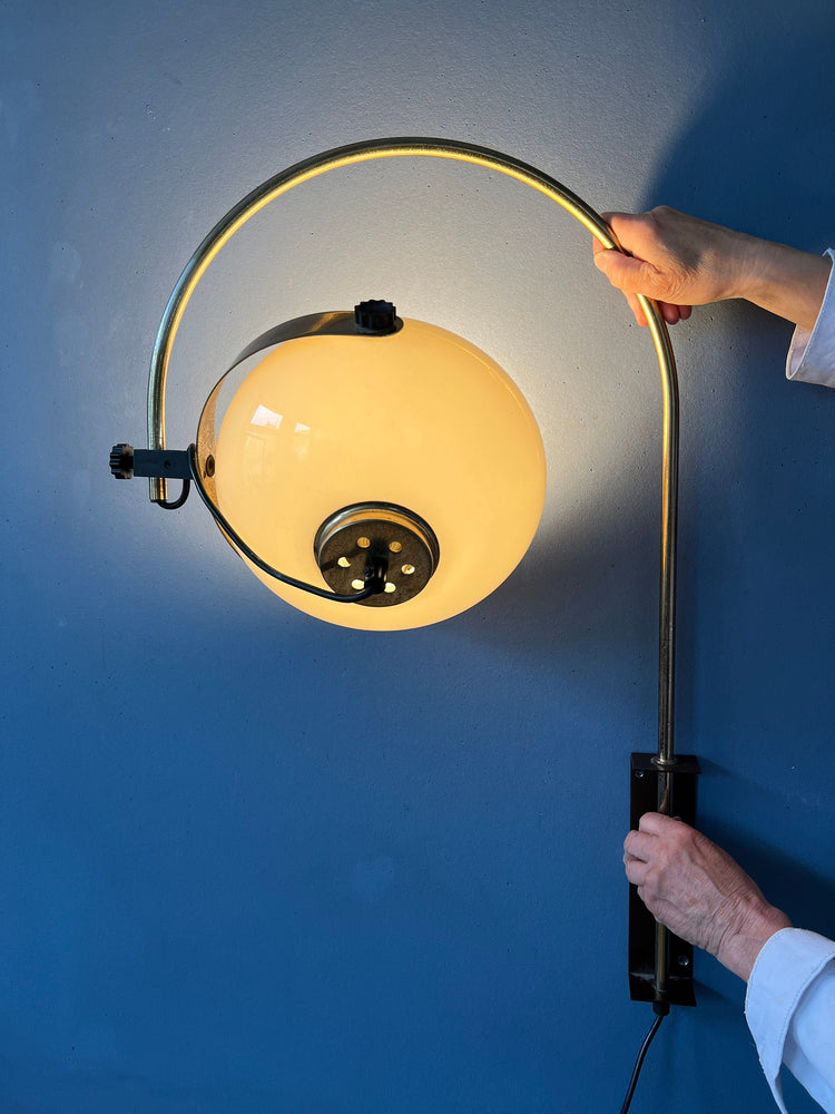 Mid Century Dijkstra Arc Wall Light | Space Age Mushroom Lamp | Vintage 70s Sconce
